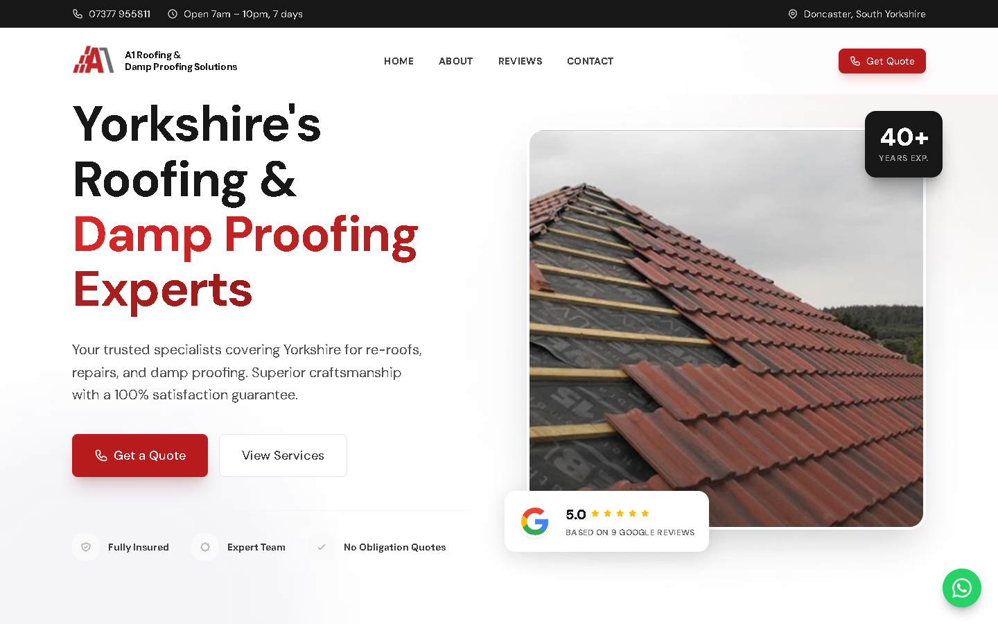 A1 Roofing Yorkshire website preview