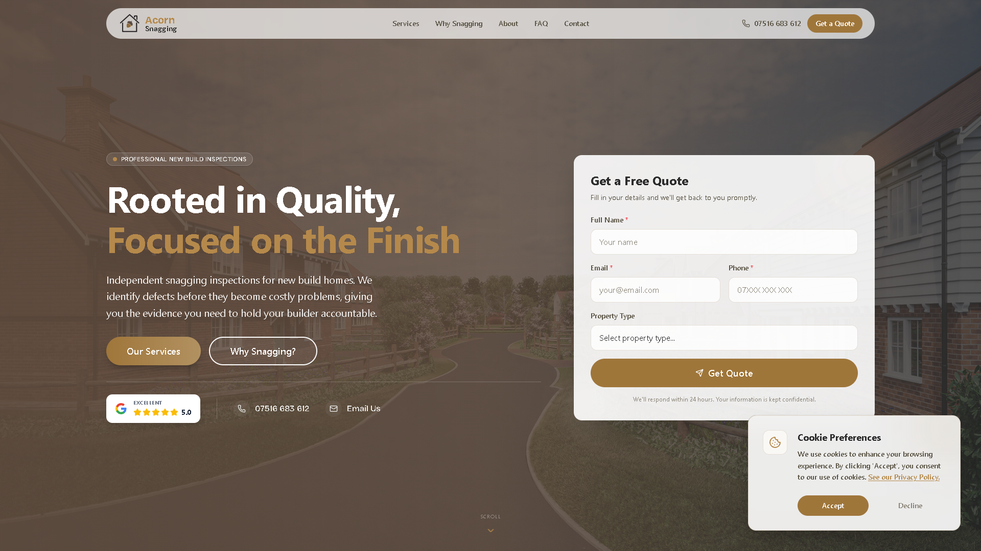 Acorn Snagging website preview