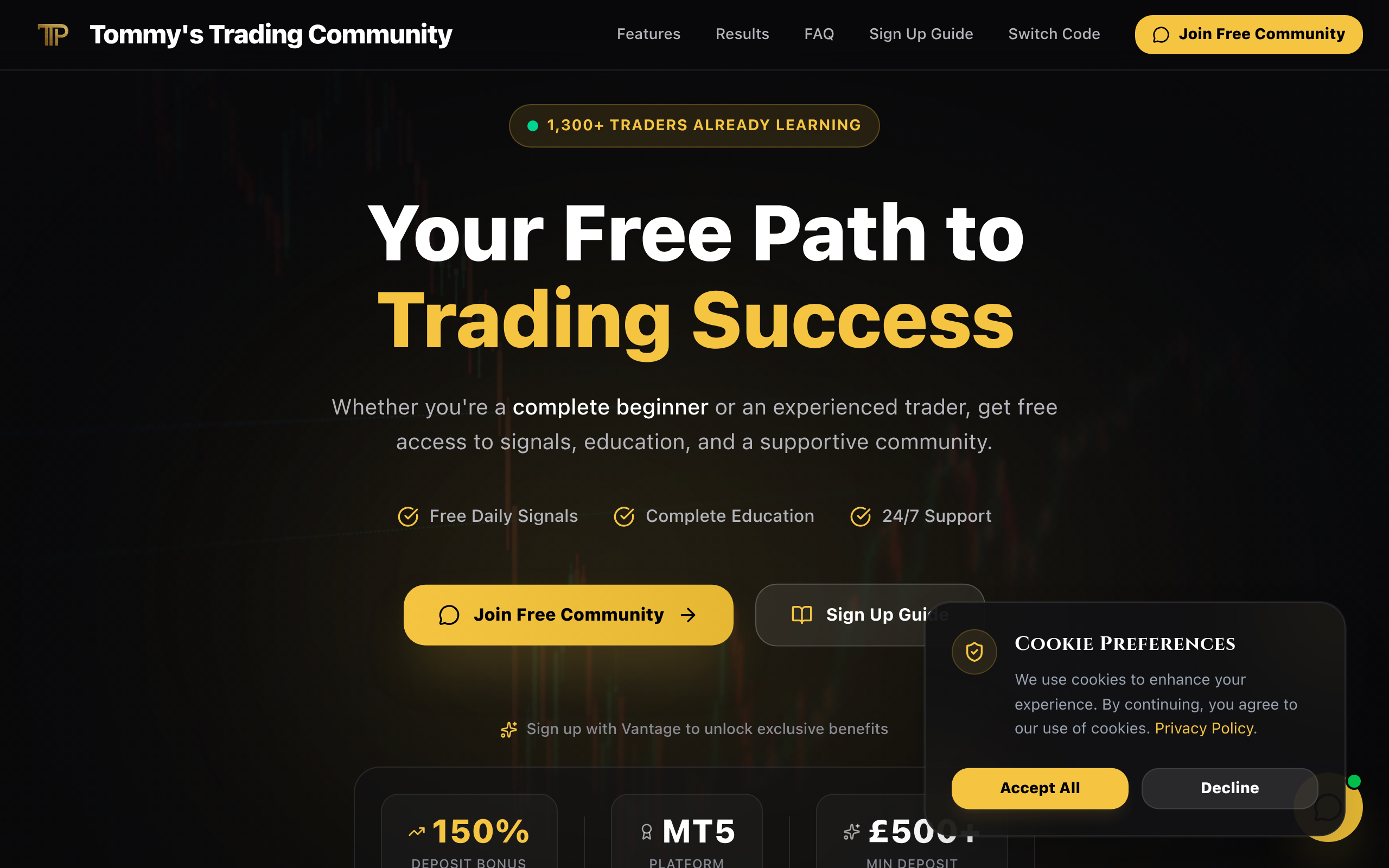 Tommy's Trading Community website preview